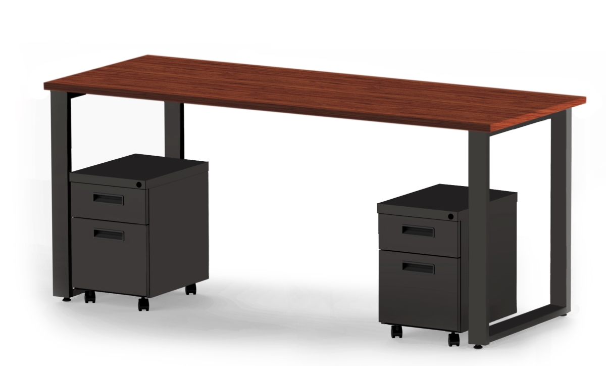 Arty007wybk 72 X 24 In. Desk & 2 Mobile Pedestals, Windsor Mahogany Laminate & Black Finish