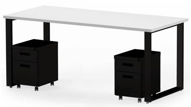 Arty008dwbk 72 X 30 In. Desk & 2 Mobile Pedestals, Designer White Laminate & Black Finish