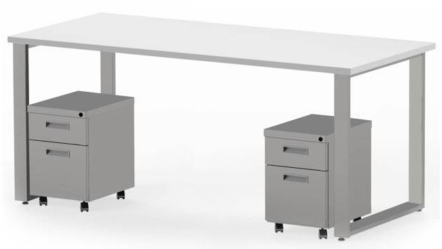 Arty008dwtt 72 X 30 In. Desk & 2 Mobile Pedestals, Designer White Laminate & Silver Finish