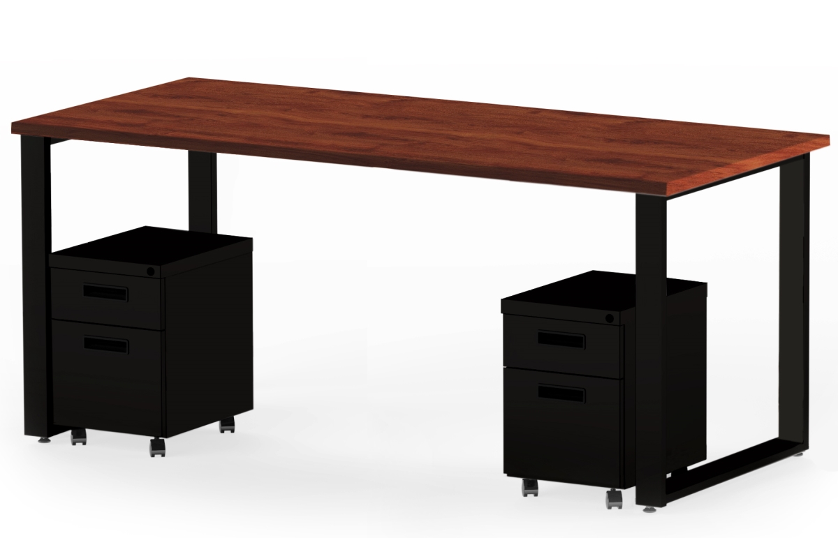 Arty008wybk 72 X 30 In. Desk & 2 Mobile Pedestals, Windsor Mahogany Laminate & Black Finish