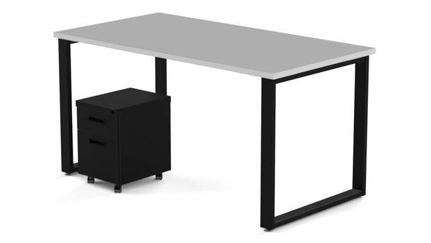 Arty009dwbk 48 X 24 In. Desk & Mobile Pedestal, Designer White Laminate & Black Finish