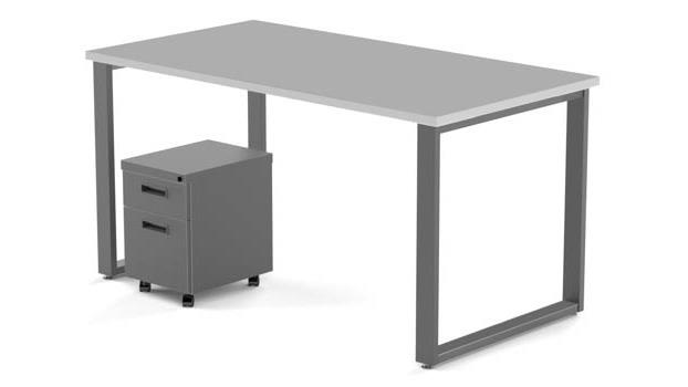 Arty009dwtt 48 X 24 In. Desk & Mobile Pedestal, Designer White Laminate & Silver Finish