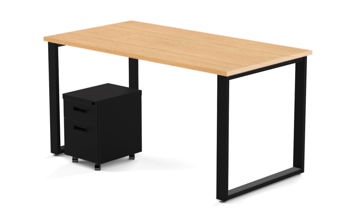 Arty009kmbk 48 X 24 In. Desk & Mobile Pedestal, Kensington Maple Laminate & Black Finish