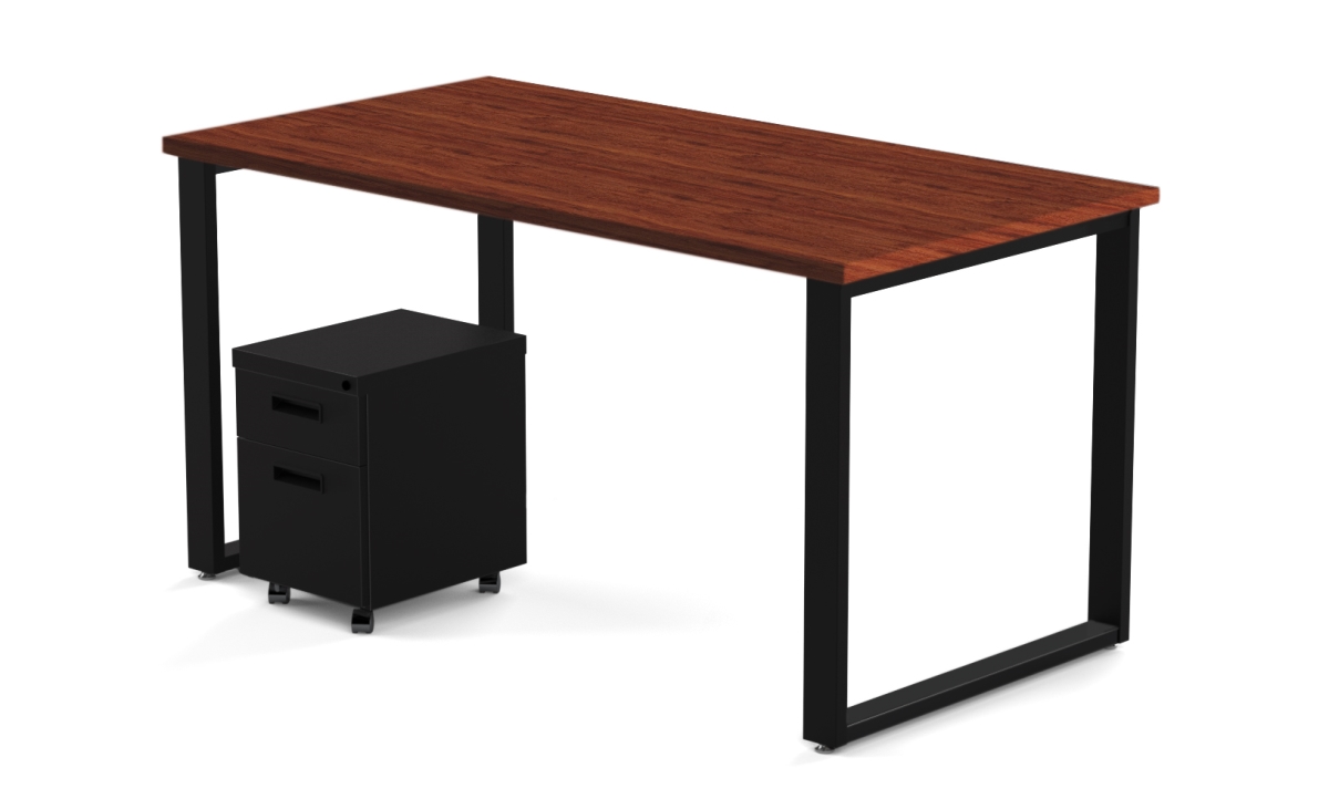 Arty009wybk 48 X 24 In. Desk & Mobile Pedestal, Windsor Mahogany Laminate & Black Finish