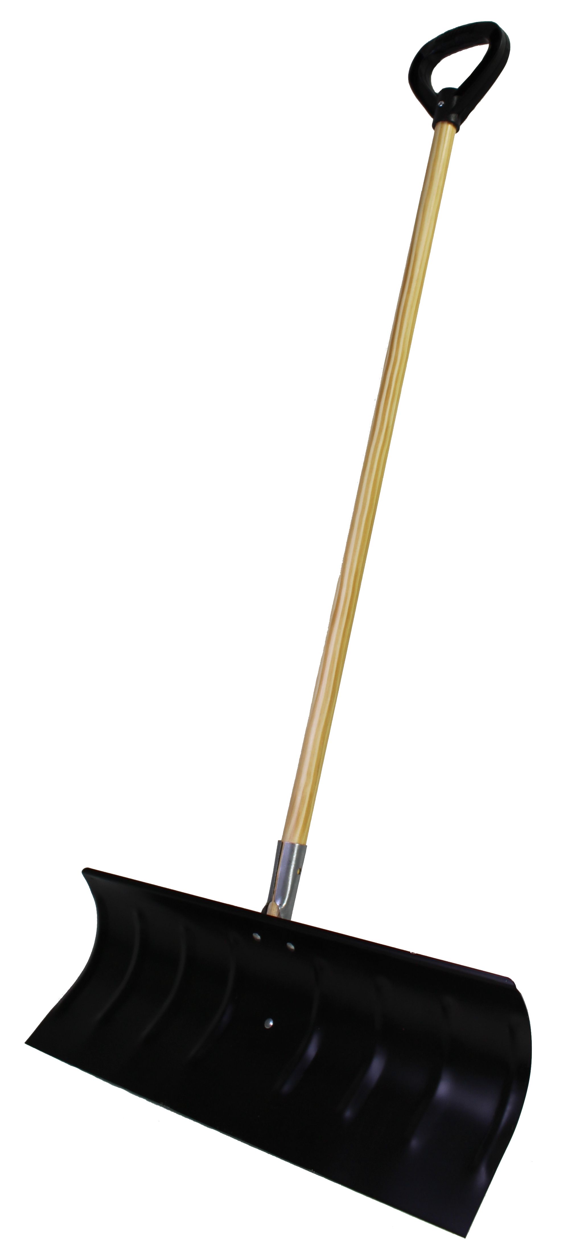 Bigfoot Coated Steel Snow Shovel Pusher Design - 25  Blade - Wooden Handle