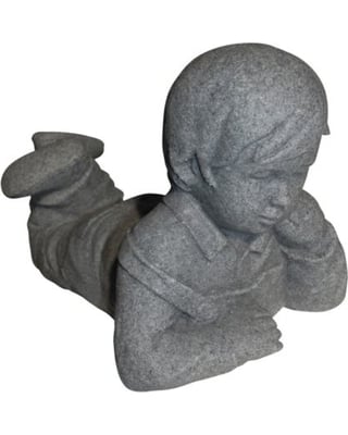 Emsco 2247-1w 16 In. Natural Stone Appearance Day Dreaming Boy Statue, Sand