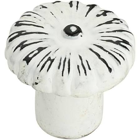 1.25 In. Beaded Floral Distressed White Patina Cabinet Knob, Pack Of 5