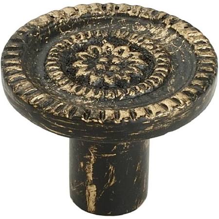 Ck141abp 1.44 In. Floral Antique Brass Patina Cabinet Knob, Pack Of 5