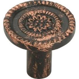 Ck141cop 1.44 In. Floral Distressed Copper Patina Cabinet Knob, Pack Of 5