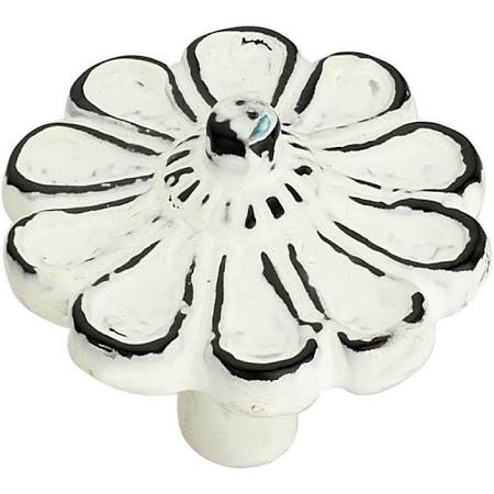Ck145whp 1.83 In. Cosmo Flower Distressed White Patina Cabinet Knob, Pack Of 5