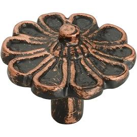 Ck145cop 1.83 In. Cosmo Flower Distressed Copper Patina Cabinet Knob, Pack Of 5