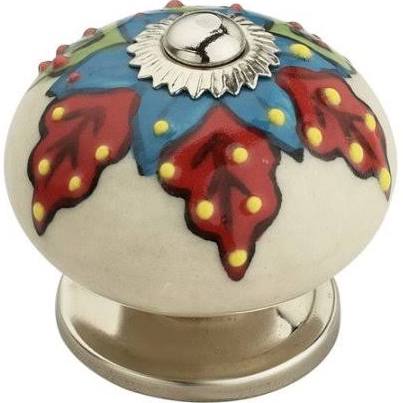 Ck333 1.6 In. Decent White & Multicolor Cabinet Knob, Pack Of 5