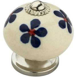 Ck337 1.62 In. Anemone Blue & White Cabinet Knob, Pack Of 5