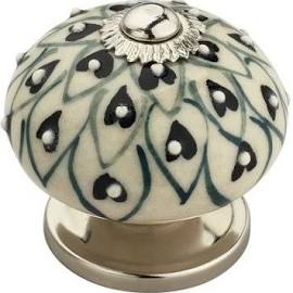 Ck340 1.62 In. Crystalled Black & Cream Cabinet Knob, Pack Of 5