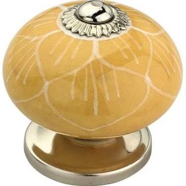 Ck342 1.62 In. Stone Pattern Yellow Cabinet Knob, Pack Of 5