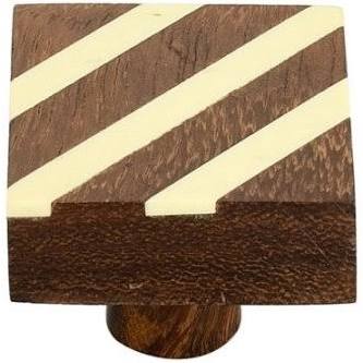 Ck370 1.3 In. Fusion Striped Cream & Brown Cabinet Knob, Pack Of 5