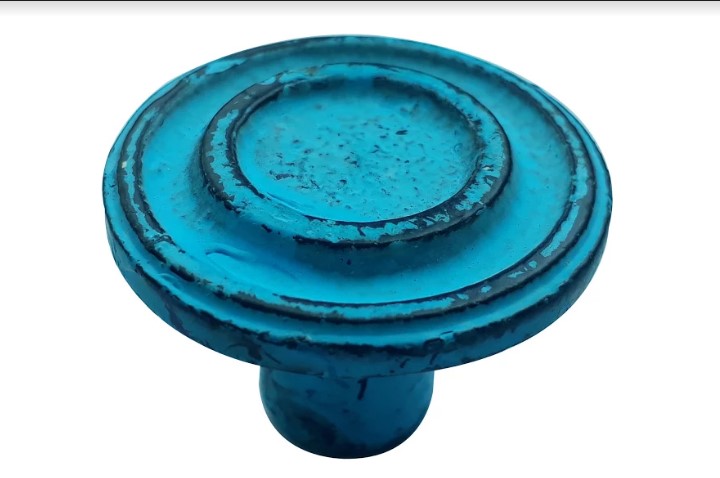 Ck178blp 1.5 In. Ringed Distressed Blue Patina Cabinet Knob, Pack Of 5