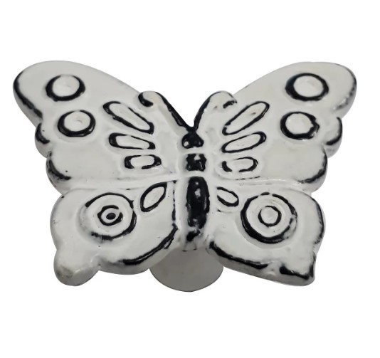 Ck192whp 2.28 In. Butterfly Distressed White Patina Cabinet Knob, Pack Of 5