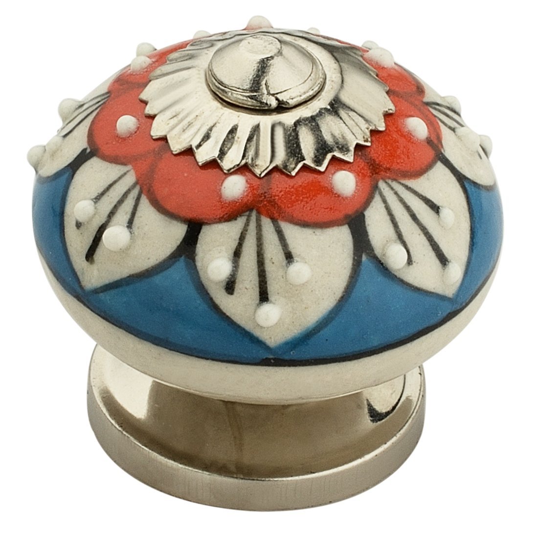 Ck354 1.57 In. Stone Pattern Round Cabinet Knob, Red & Blue - Pack Of 5