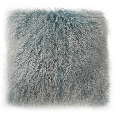 Xu-1008-28 Lamb Fur Pillow In Blue Snow