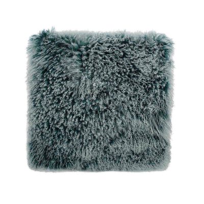 Xu-1005-36 Lamb Fur Pillow Teal Snow, Teal - Large