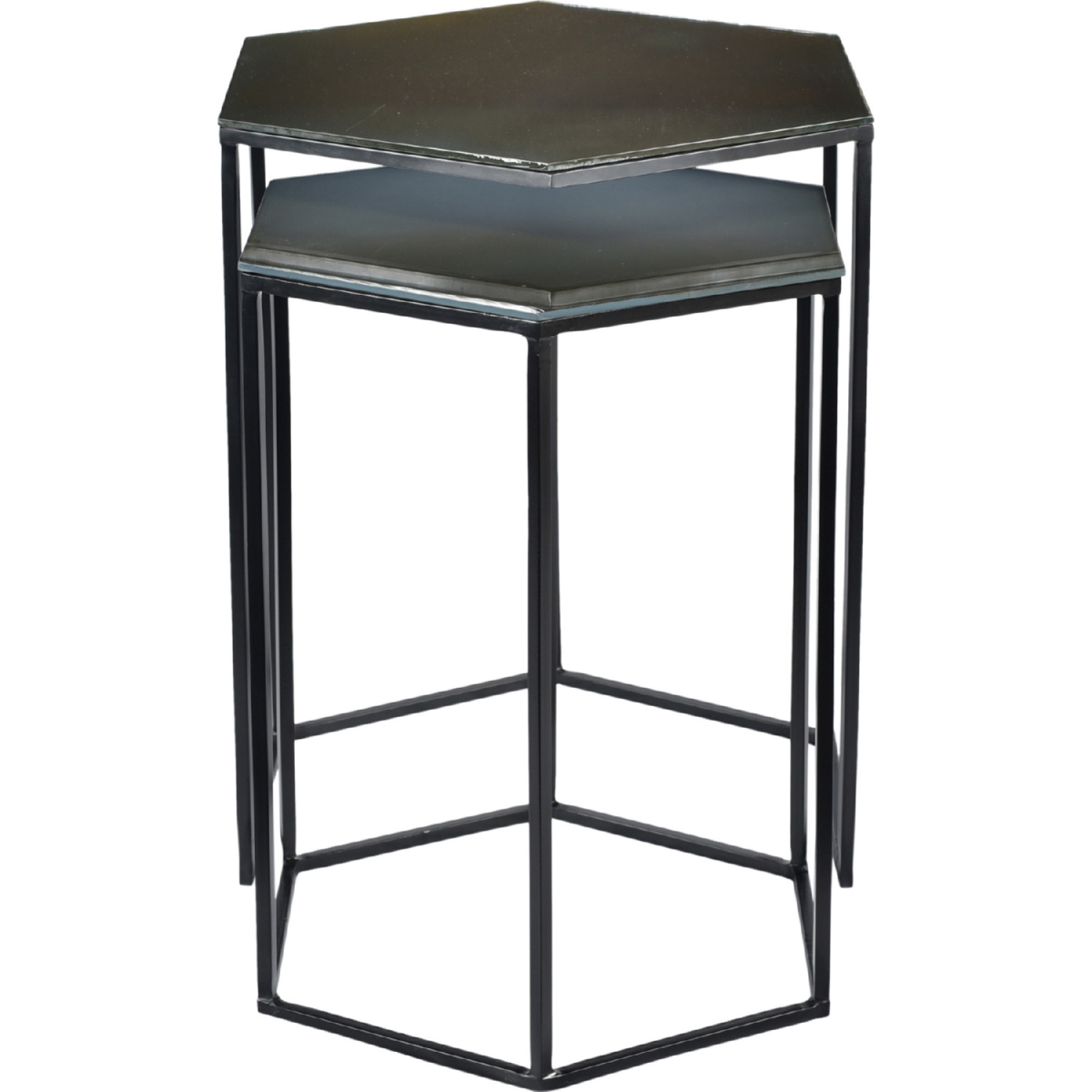 Gz-1008-02 Polygon Accent Tables - Black, 21 X 16 X 18.5 In. - Set Of 2