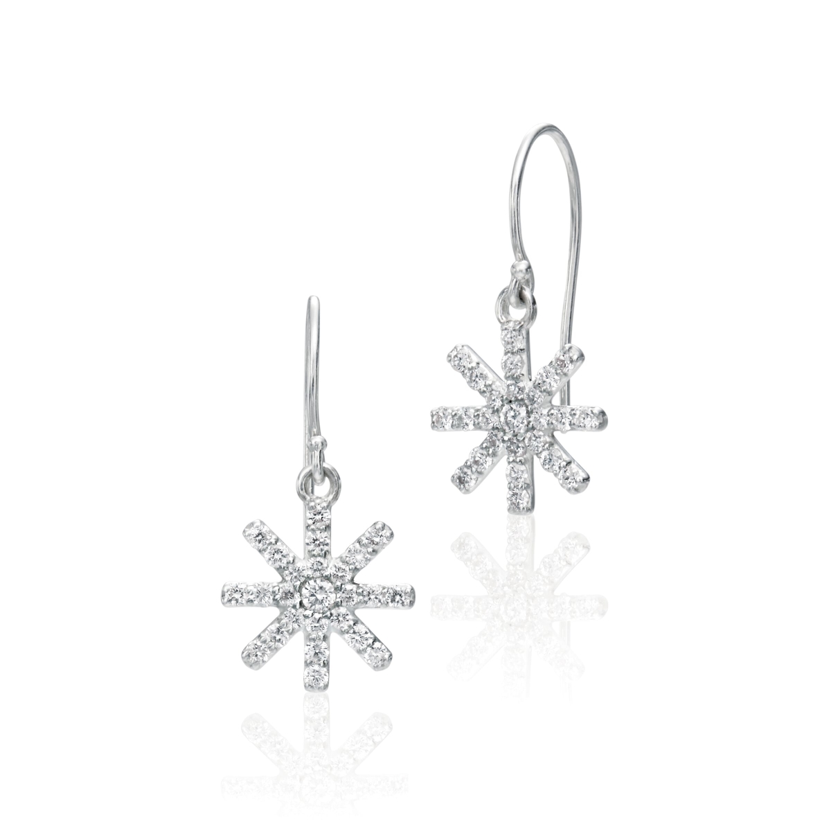 Lde2 0.66 Ct White Diamonds Starburst Earrings In Sterling Silver