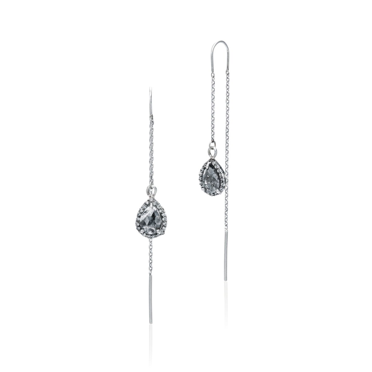 Lde5 1.20 Ct Diamonds Midnight Ice Earrings In Sterling Silver