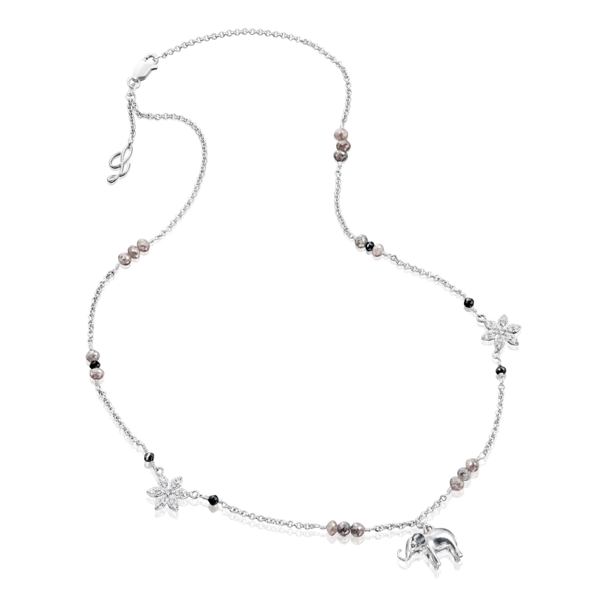 Ldn2 Moonflower Charm Necklace In Sterling Silver