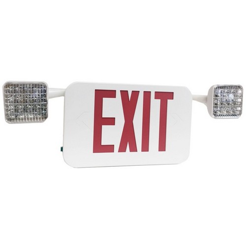 73462 Led Square Rotatable Head Combo Exit Emergency Light Red Led White Housing