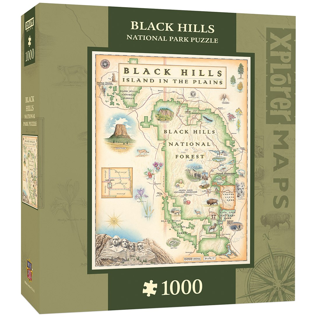 Masterpieces Puzzle 71798 Xplorer Maps - Black Hills Map Puzzle - 1000 Piece