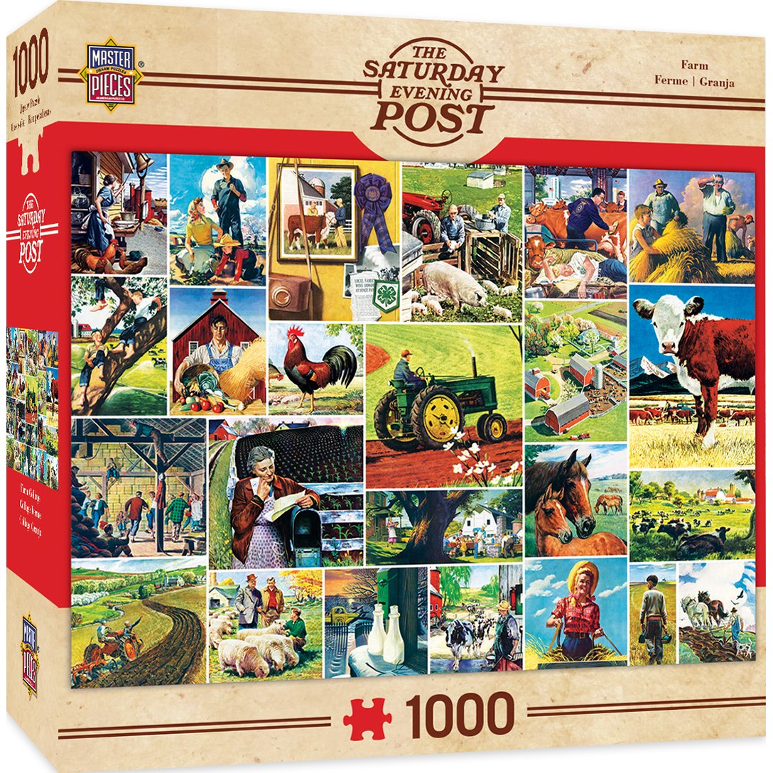 Masterpieces Puzzle 71808 Saturday Evening Post Norman Rockwell - Farmland Collage Puzzle - 1000 Piece