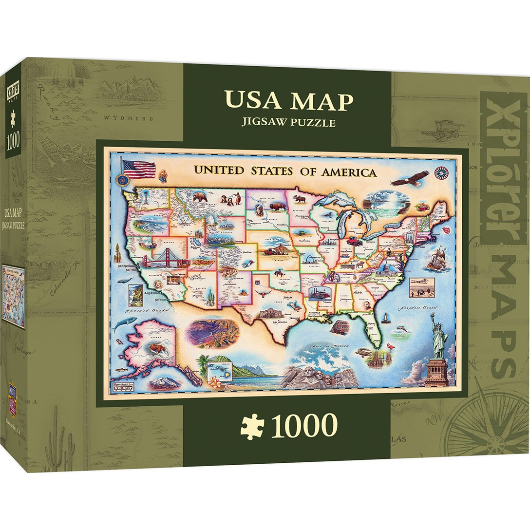 Masterpieces Puzzle 71841 Xplorer Maps - Usa Map Puzzle - 1000 Piece