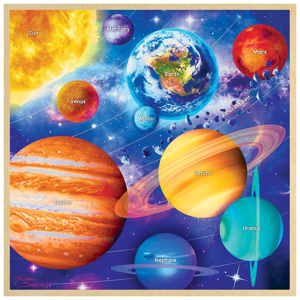 Master Pieces 11910 Wood Fun Facts Solar System Wood Puzzle - 48 Piece