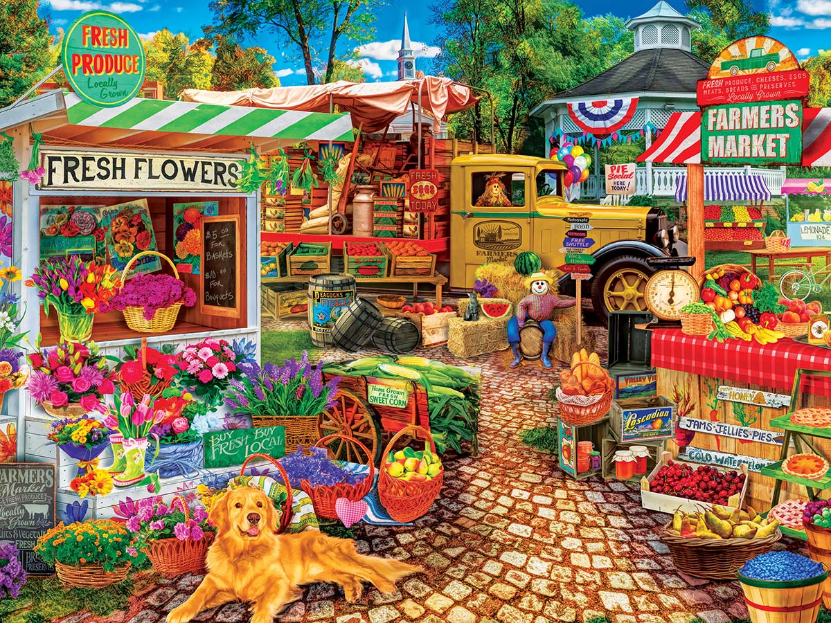 Master Pieces 31996 Farmers Market Sale On The Square Puzzle - 750 Piece