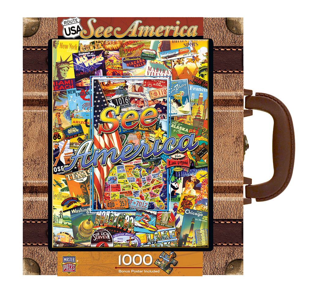 71661 19.25 X 26.75 In. Suitcase See America Jigsaw Puzzle - 1000 Piece