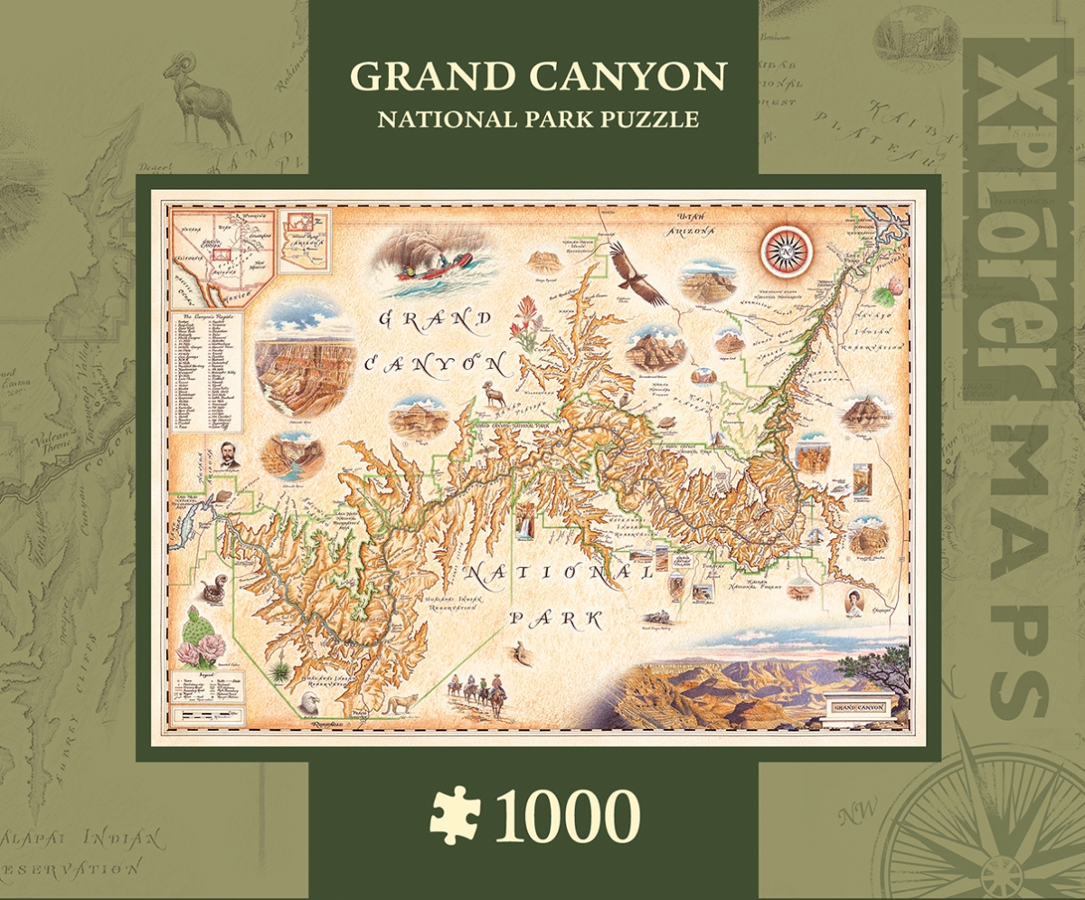 71702 19.25 X 26.75 In. Xplorer Grand Canyon Map Jigsaw Puzzle - 1000 Piece