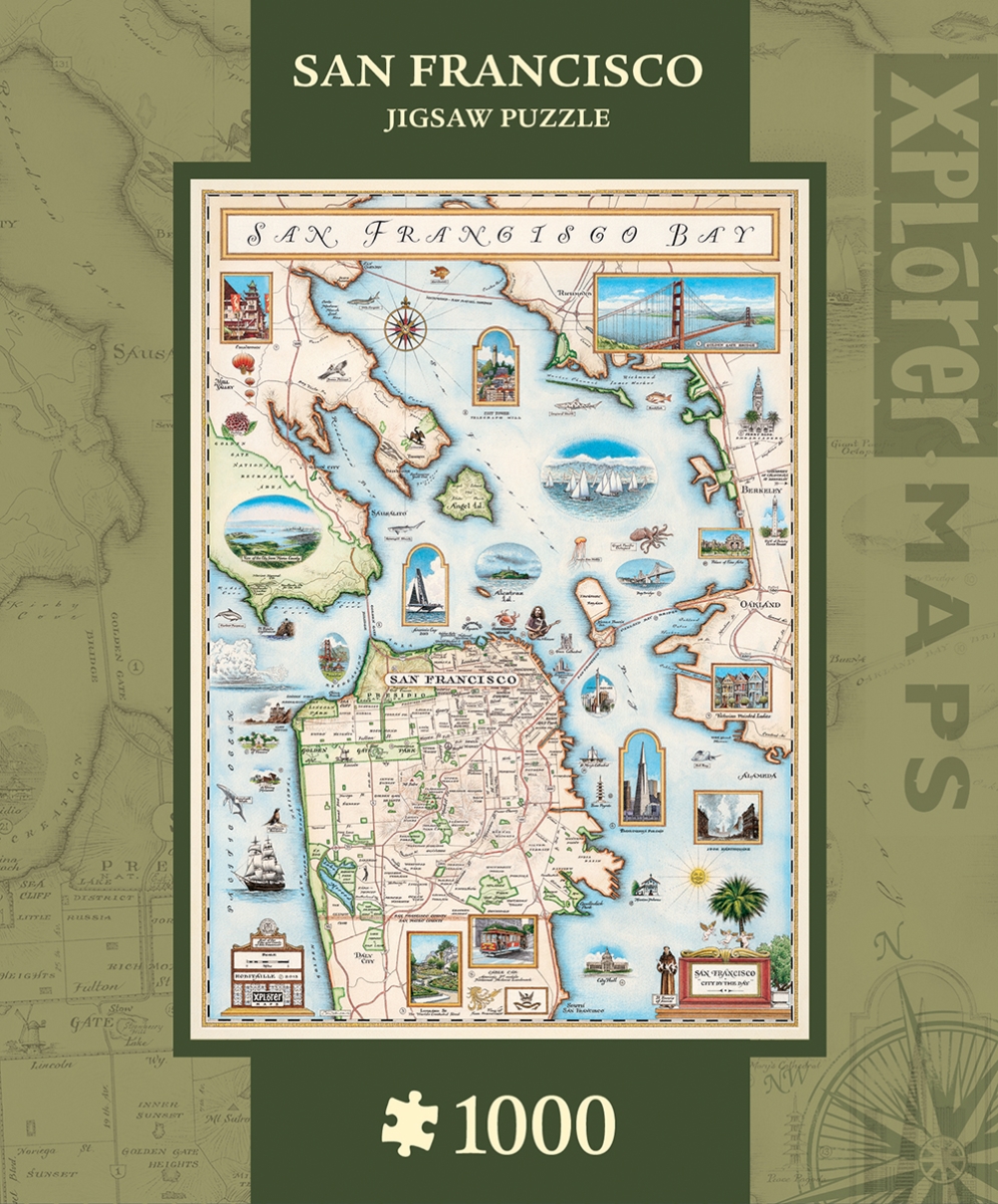 71705 19.25 X 26.75 In. Xplorer San Francisco Bay Map Jigsaw Puzzle - 1000 Piece