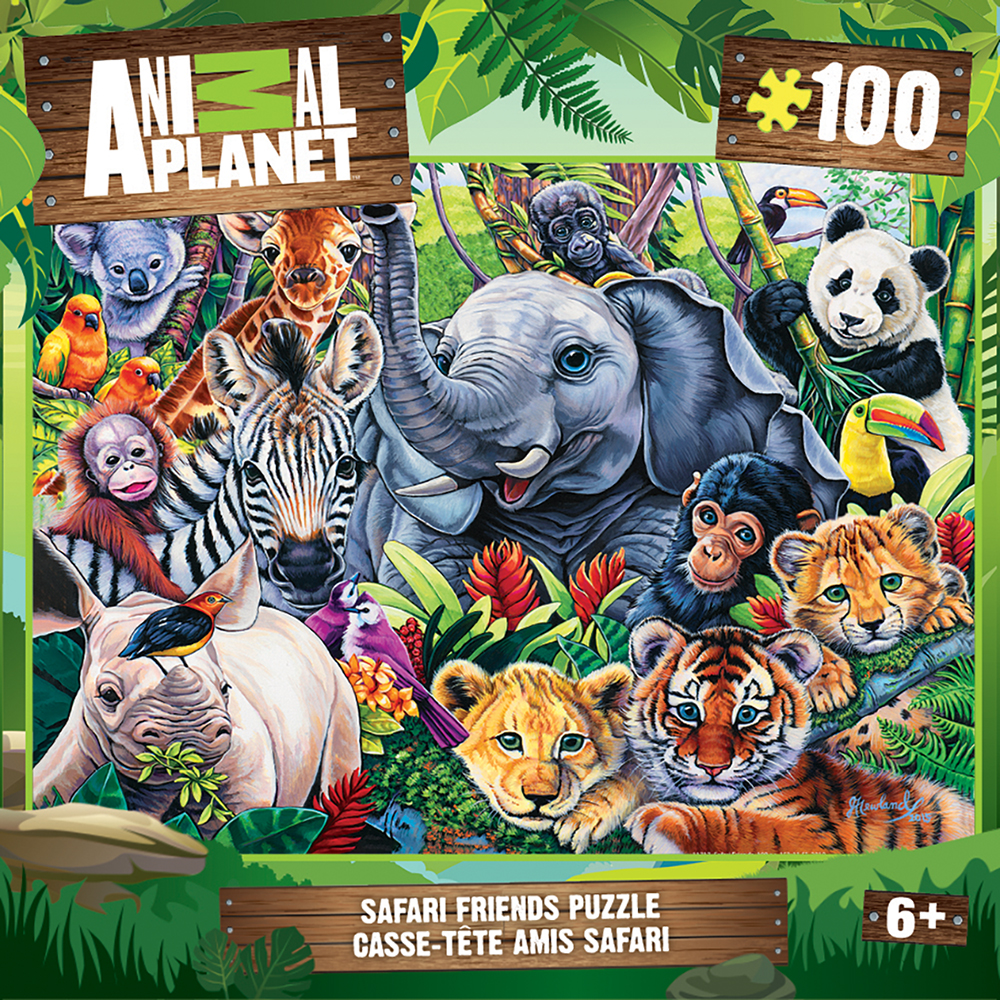 11717 11.5 X 15 In. Jenny Newland Animal Planet Safari Friends Kids Puzzle - 100 Piece