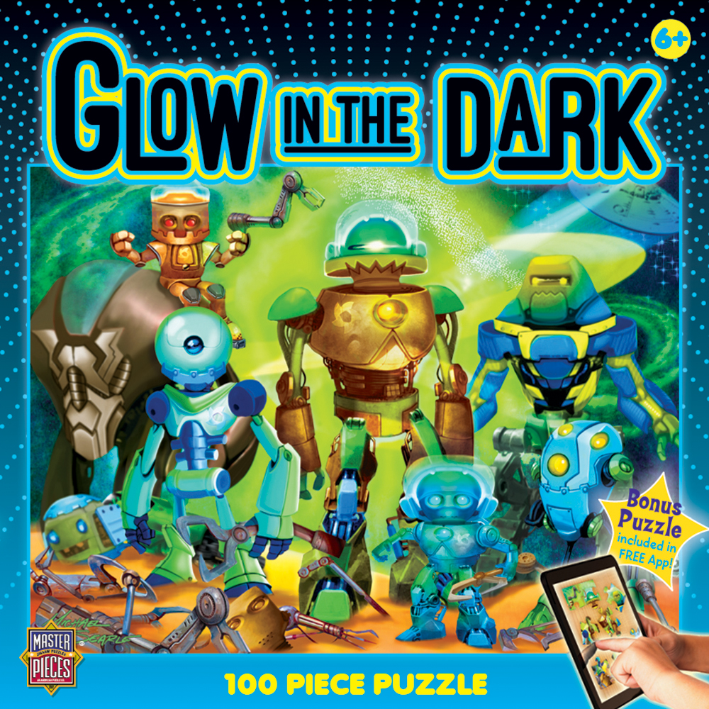 11598 11.5 X 15 In. Glow In The Dark Robots Kids Puzzle - 100 Piece