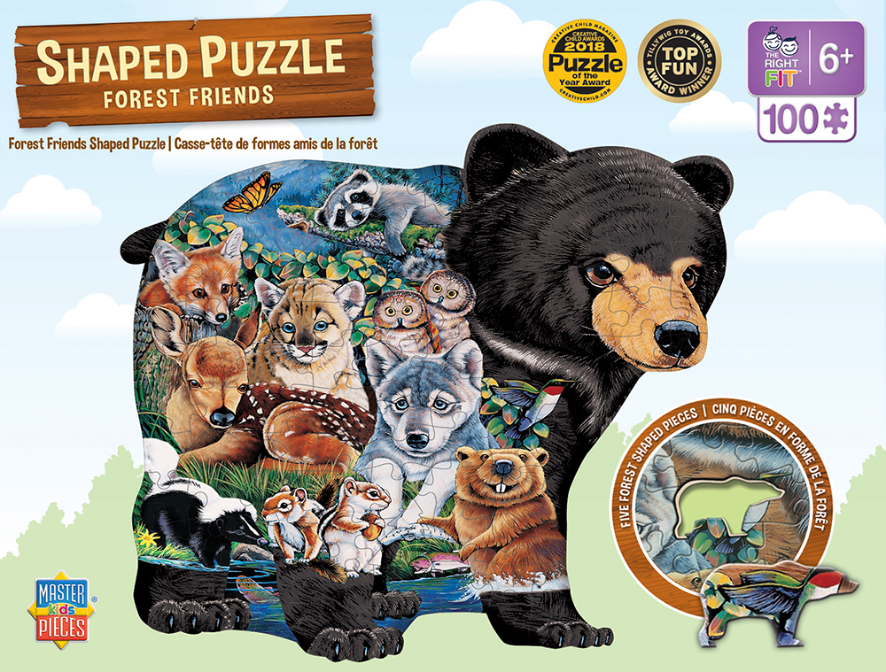 11706 18.5 X 15 In. Jenny Newland Shaped Forest Friends Right Fit Kids Puzzle - 100 Piece