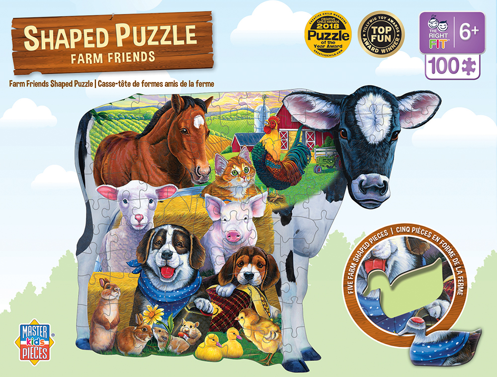 11707 17.5 X 15.5 In. Jenny Newland Shaped Farm Friends Right Fit Kids Puzzle - 100 Piece