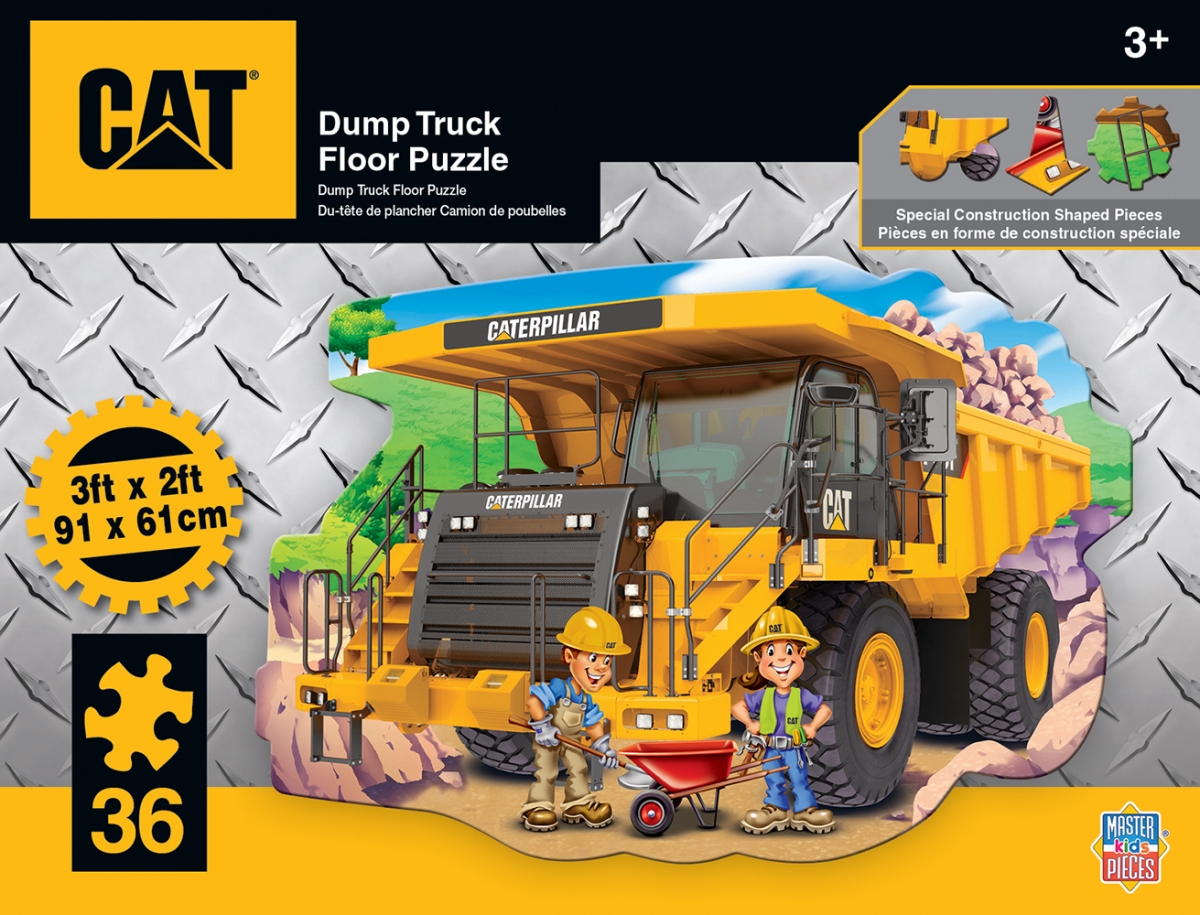 11735 3 X 2 Ft. Caterpillar Dump Truck Kids Shaped Floor Puzzle, Extra Large - 36 Piece
