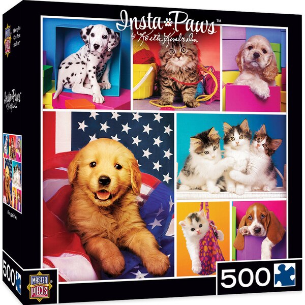 31605 19 X 19 In. Keith Kimberlin Instapaws Snuggleselfies Puppies & Kittens Jigsaw Puzzle - 500 Piece