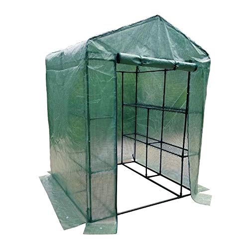 746695362275 Greenhouse 2 Tiers 8 Shelves With Pe Cover - 77 X 56 X 56 In.