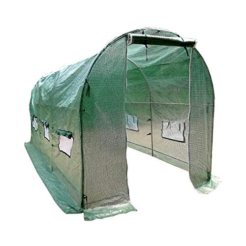 746695362336 Larger Walk In Outdoor Gardening Tunnel Greenhouse With Uv Resistant Pe Cover - Green, 15 X 7 X 7 Ft.