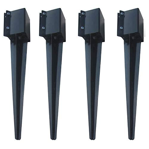 713049954370 Black Coated Metal Ground Spike Fence Post, 32 X 4 X 4 In. - Pack Of 4
