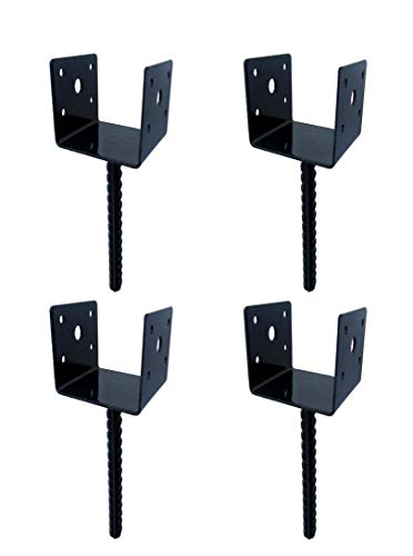 713049954660 6 X 6 In. Black Coated Metal U-post Holder With Ground Spike & Post Anchor, Pack Of 4