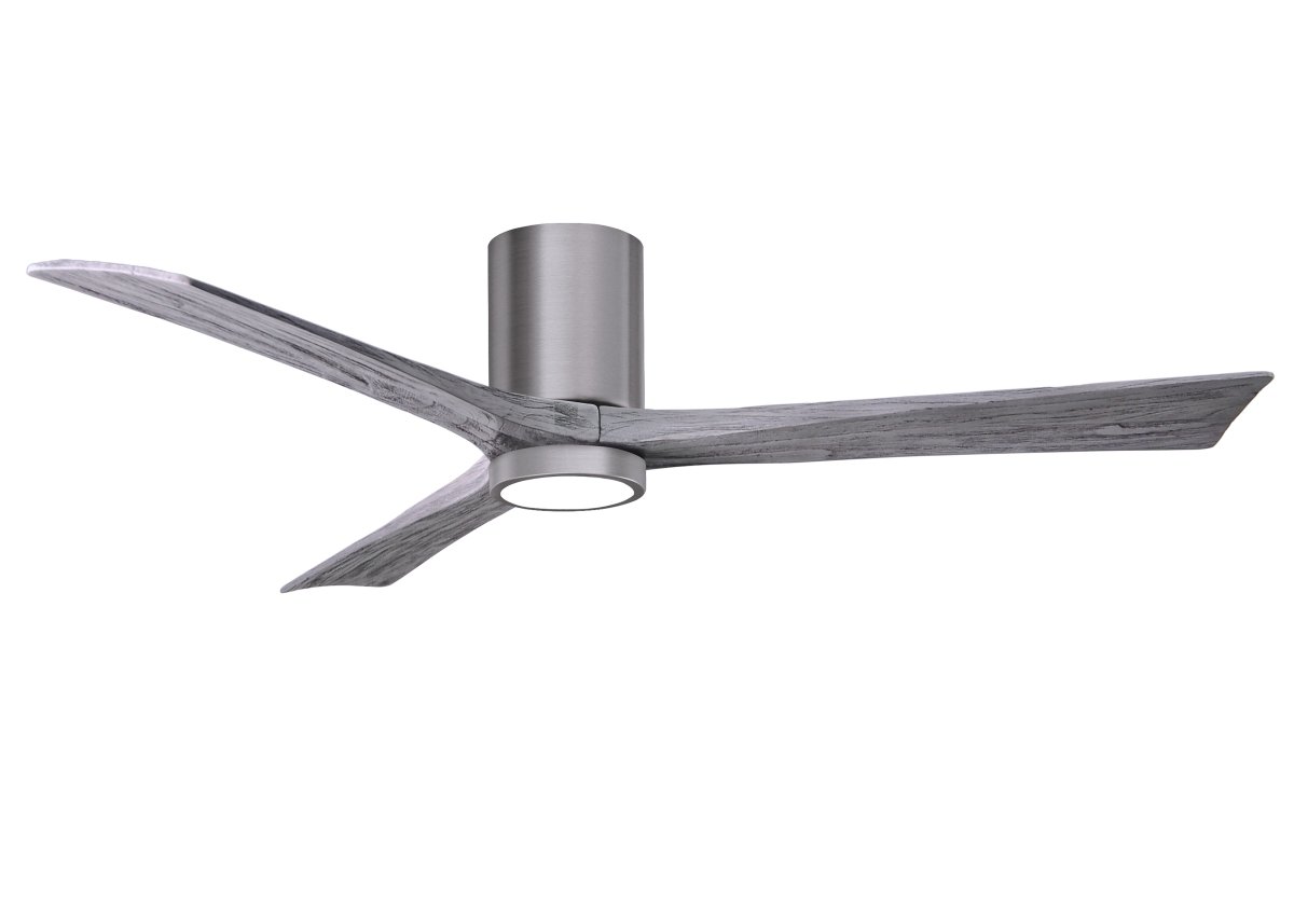 Picture of Atlas IR3HLK-BP-BW-60 60 in. Irene-3HLK Three-Blade Flush Mount Paddle Fan with Barn Wood Tone Blades & Integrated LED Light Kit&#44; Brushed Pewter