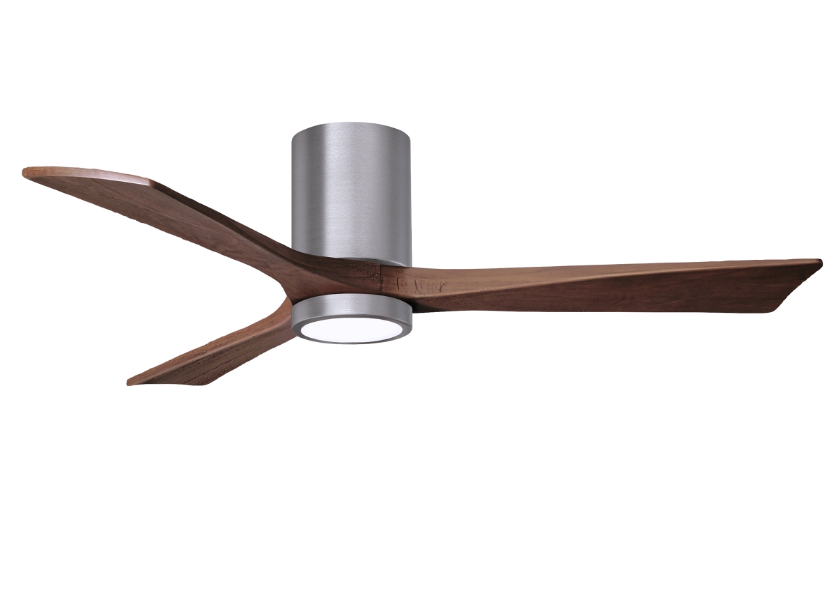 Picture of Atlas IR3HLK-BP-WA-52 52 in. Irene-3HLK Three-Blade Flush Mount Paddle Fan with Solid Walnut Tone Blades & Integrated LED Light Kit&#44; Brushed Pewter